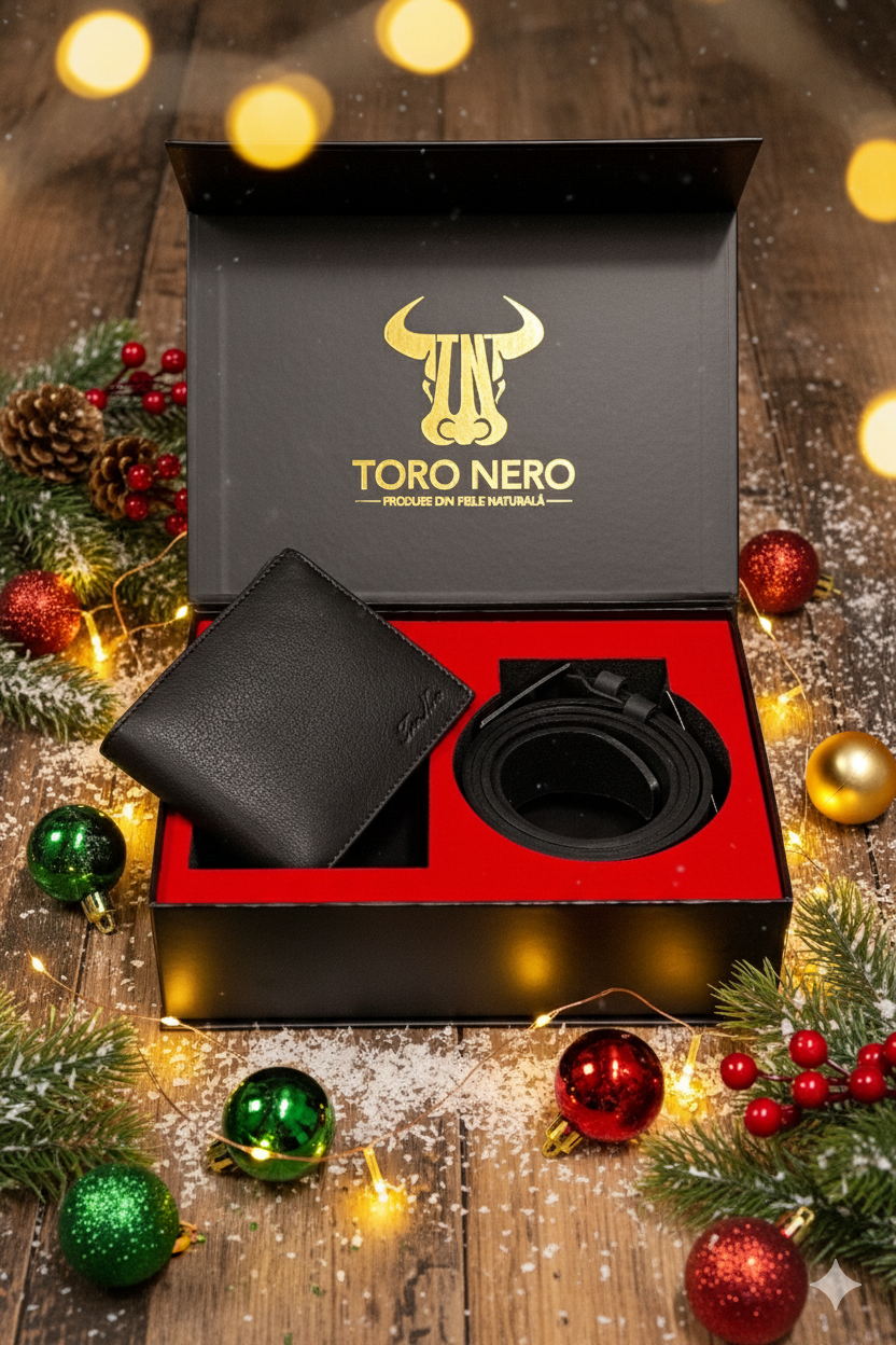 Set cadou portofel + curea din piele pentru barbati Max-Rubber