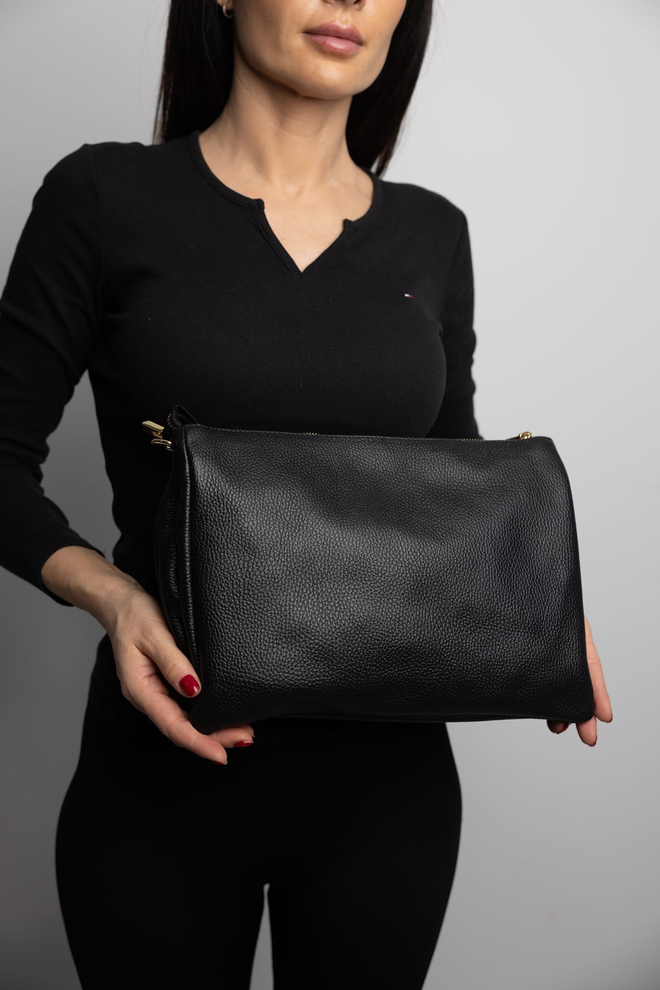 Geantă damă din piele naturala neagra Andia - imagine 8