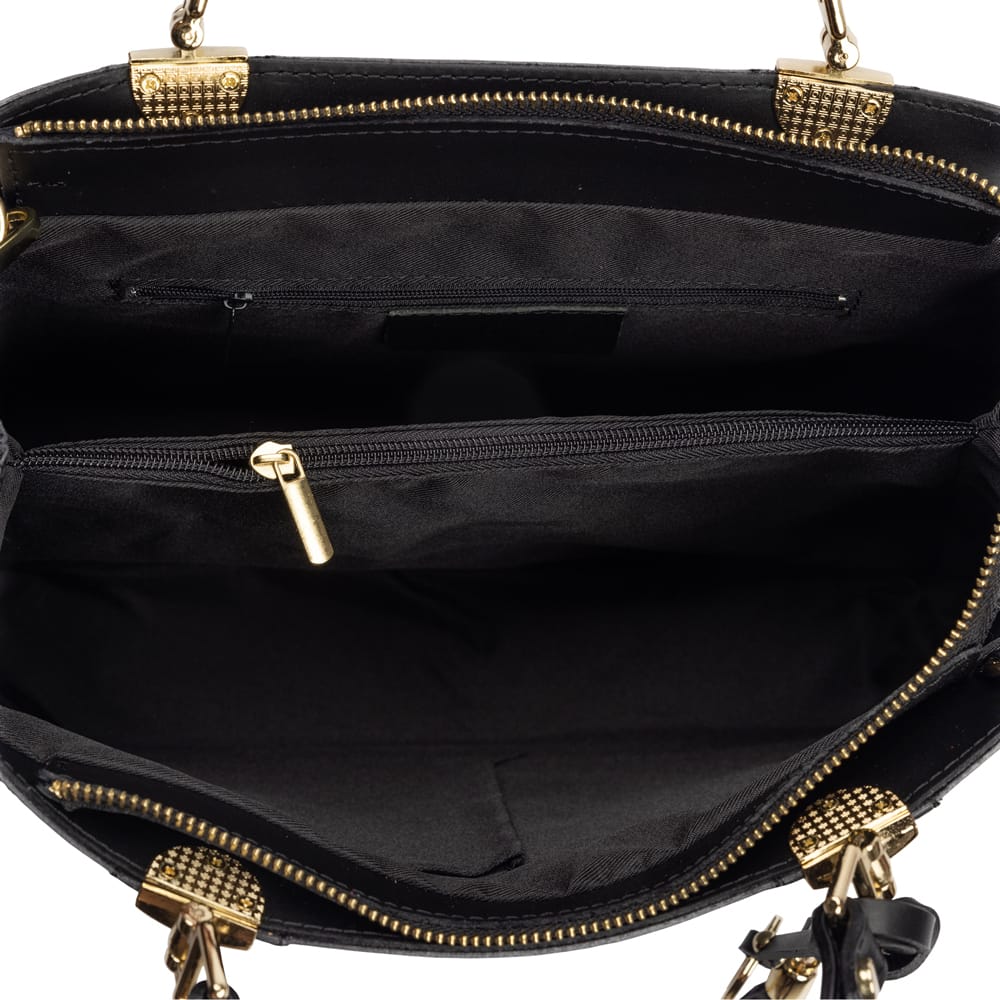 Geantă damă din piele naturala gri-negru Design Beauty - imagine 3