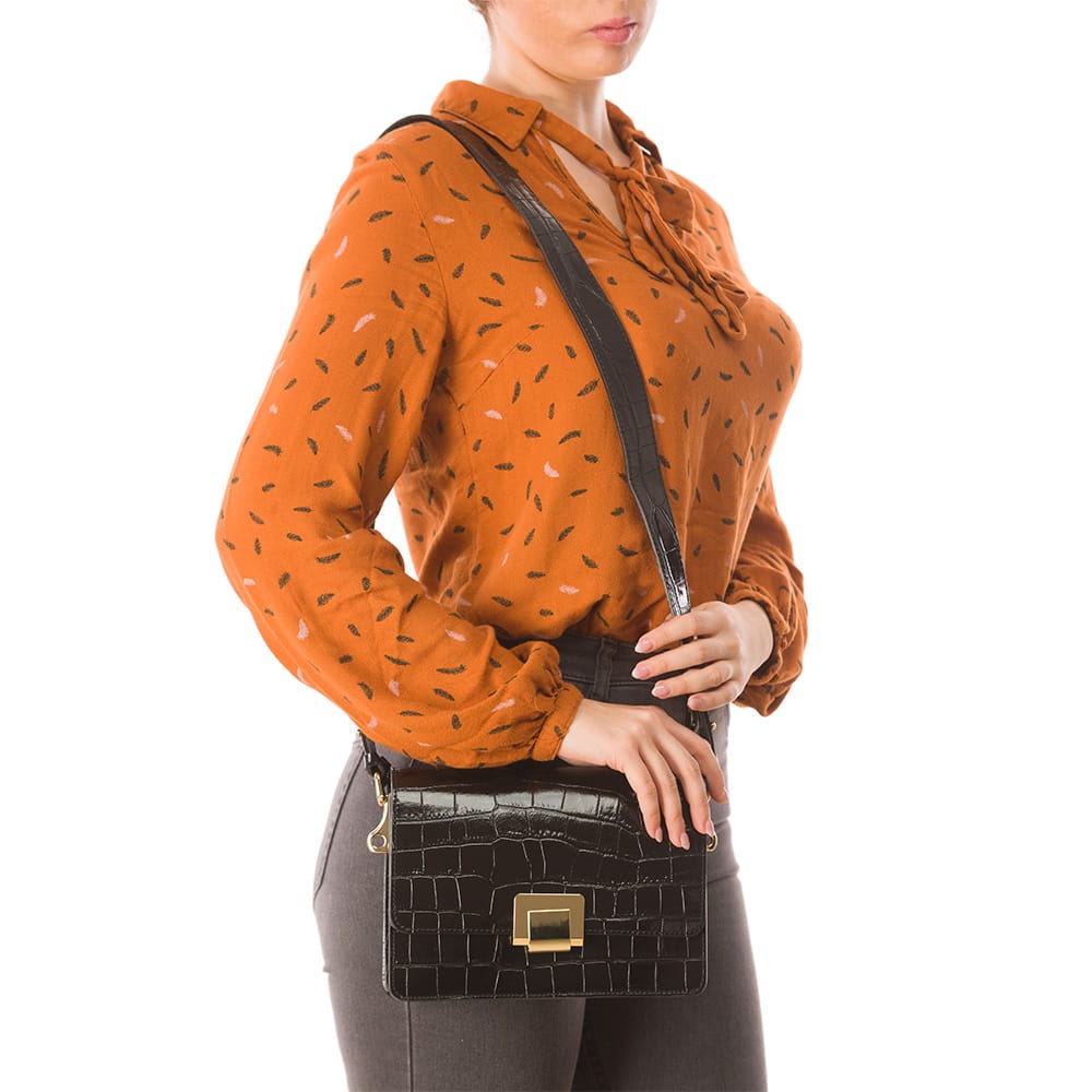 Geantă damă din piele naturala neagra Slitherin - imagine 7