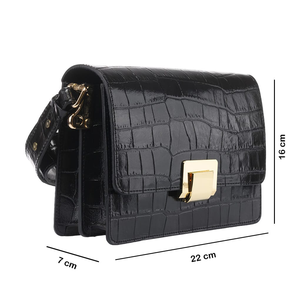 Geantă damă din piele naturala neagra Slitherin - imagine 4