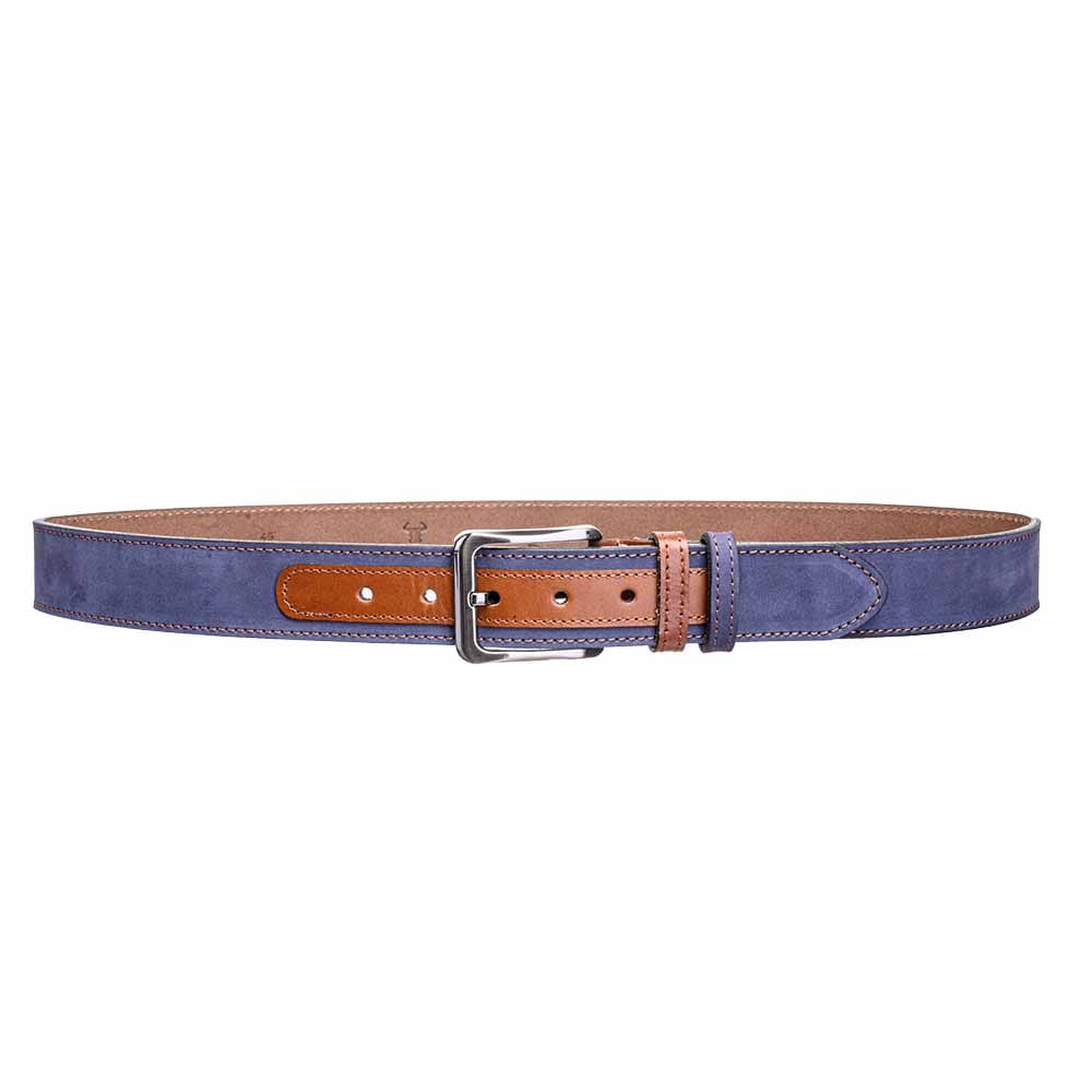 Curea barbati din piele naturala bleumarin Detail - imagine 2
