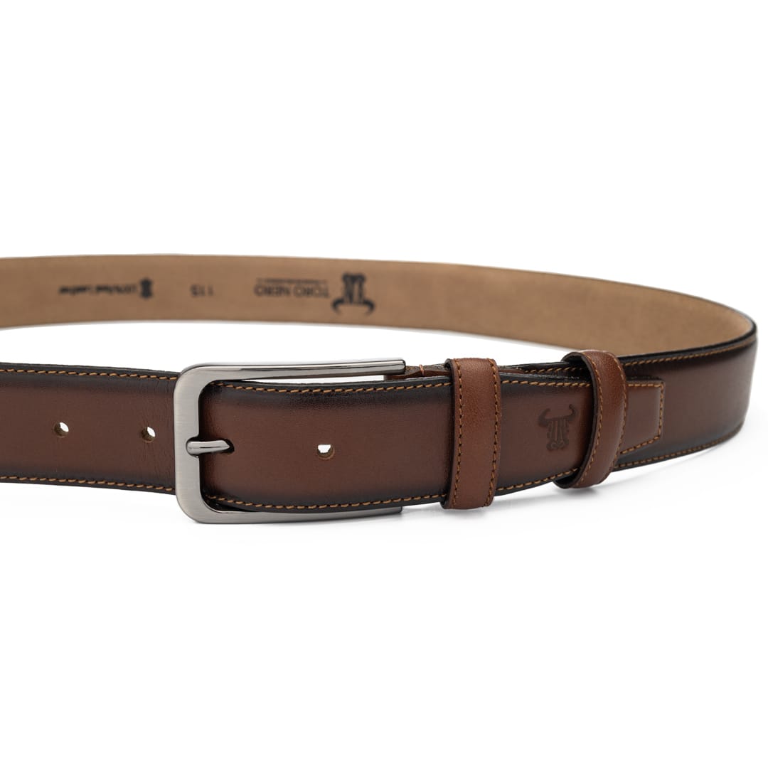 Curea barbati din piele naturala maro Design - imagine 2