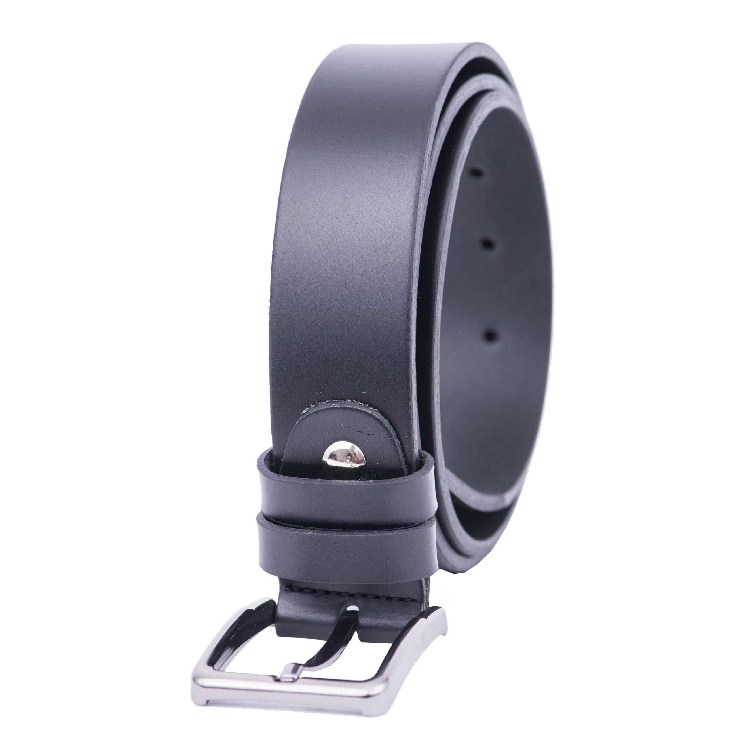 Curea barbati din piele naturala neagra Matte - imagine 3