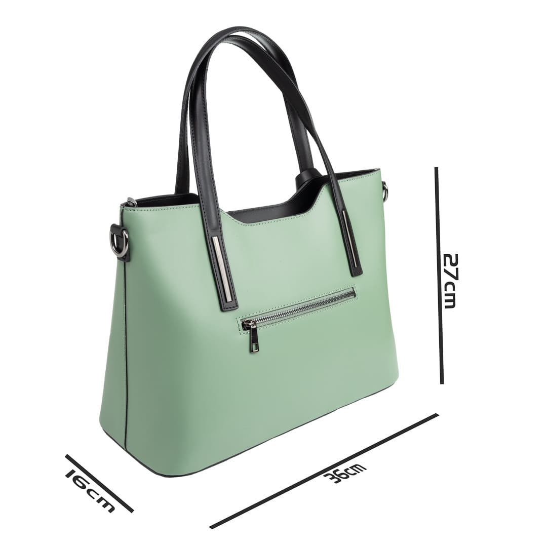 Geantă damă din piele naturala verde menta Design Lover - imagine 3
