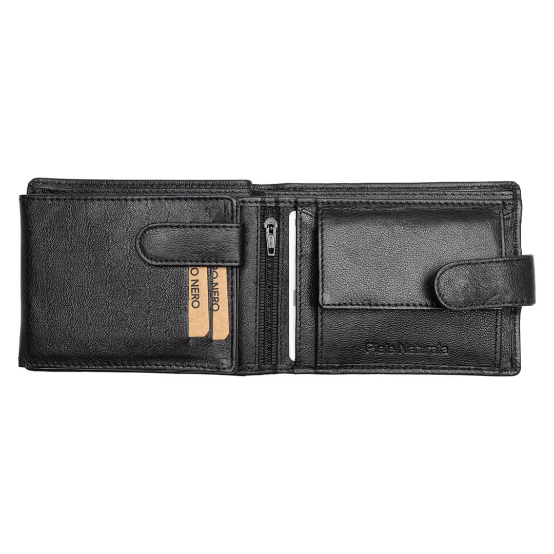Portofel barbati din piele naturala negru-E VikiY,protectie RFID - imagine 2