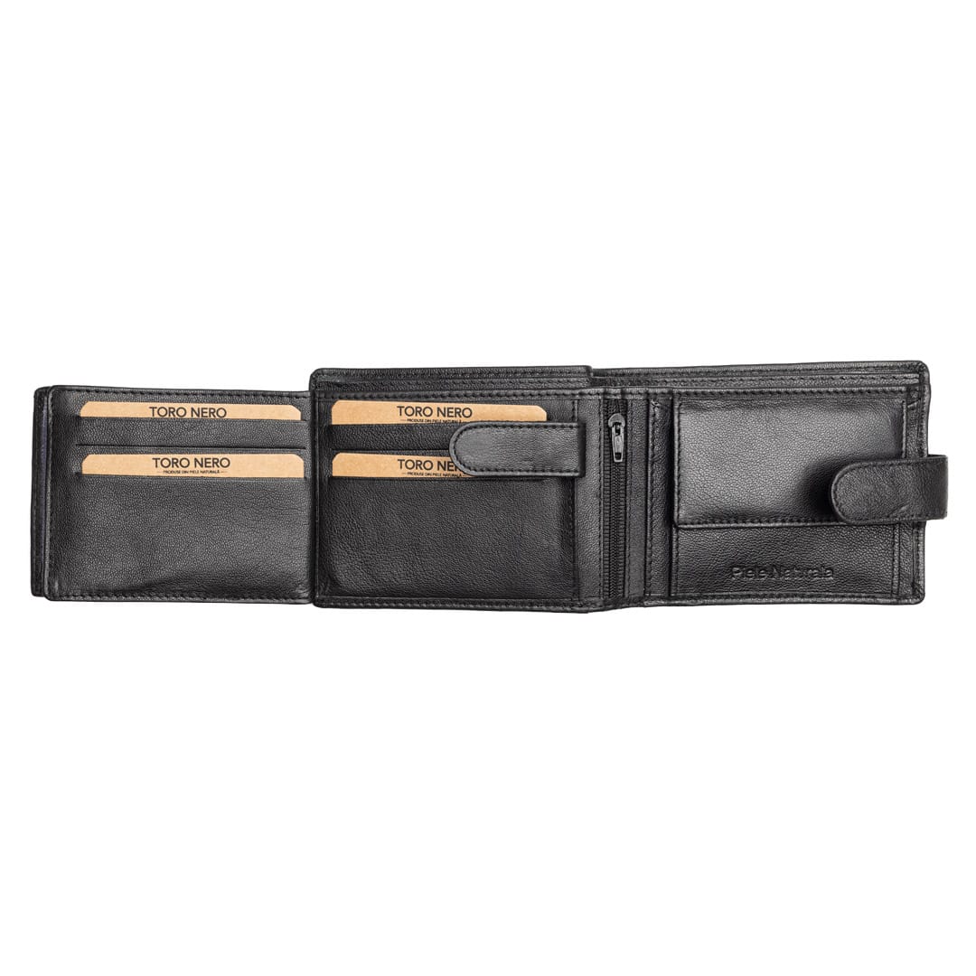 Portofel barbati din piele naturala negru-E VikiY,protectie RFID - imagine 3
