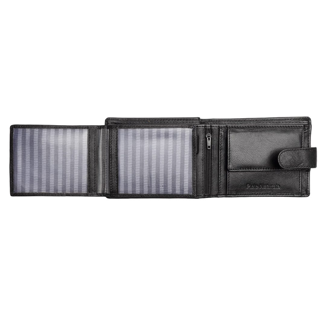 Portofel barbati din piele naturala negru-E VikiY,protectie RFID - imagine 5