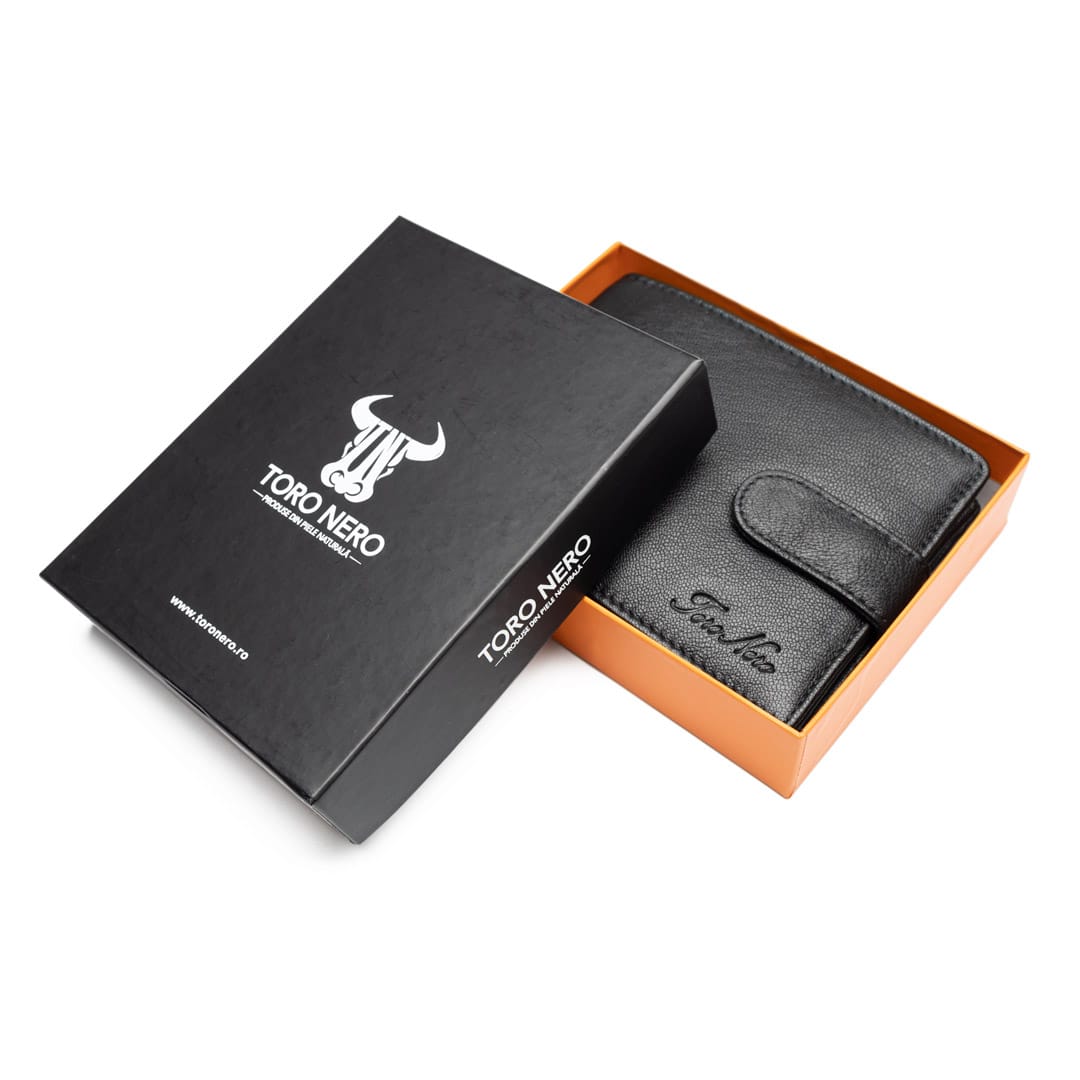 Portofel barbati din piele naturala negru-E VikiY,protectie RFID - imagine 7