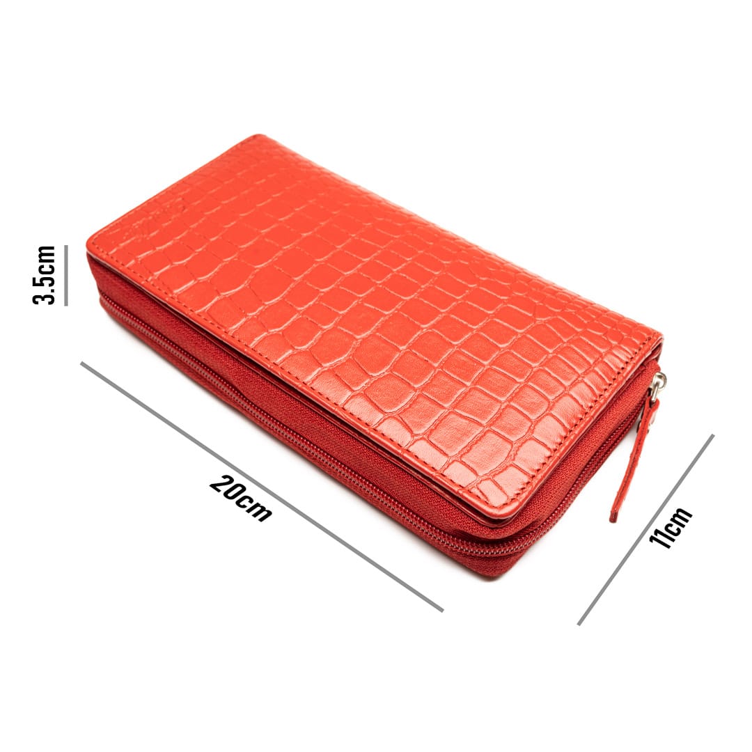 Set cadou portofel + curea din piele pentru femei rosu Gia-Middle - imagine 5