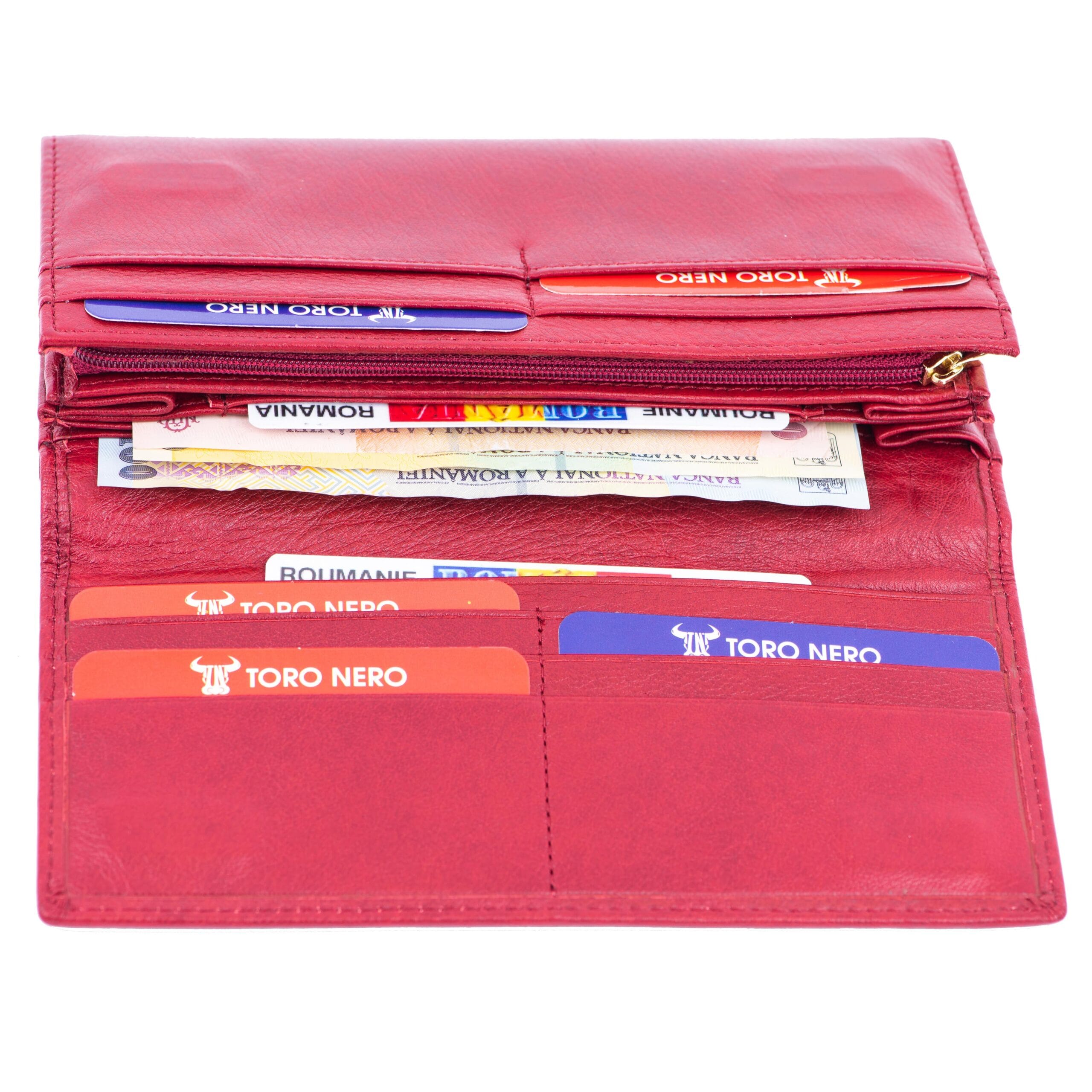 Set cadou portofel + curea din piele pentru femei rosu Reset-Thick - imagine 5