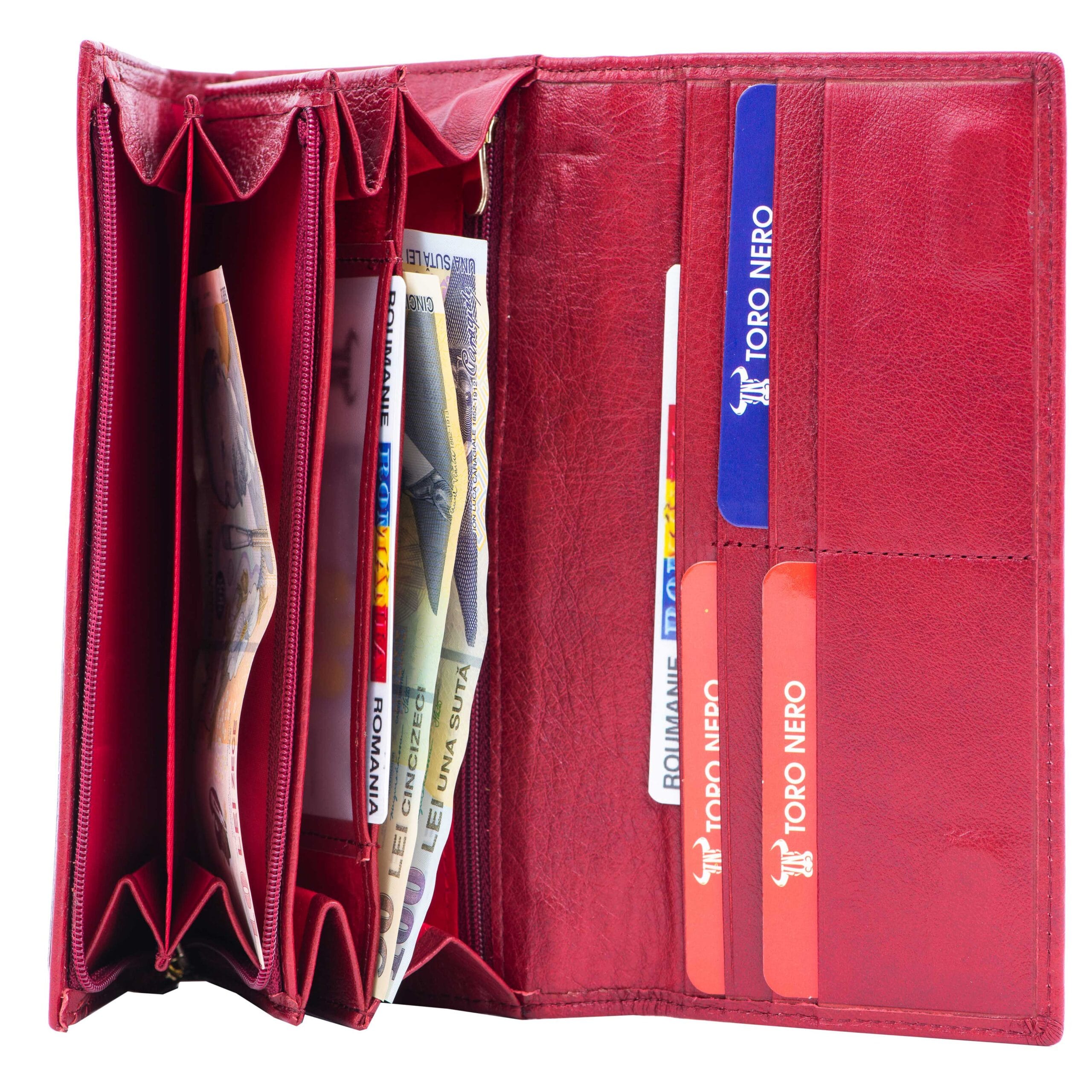 Set cadou portofel + curea din piele pentru femei rosu Reset-Thick - imagine 6