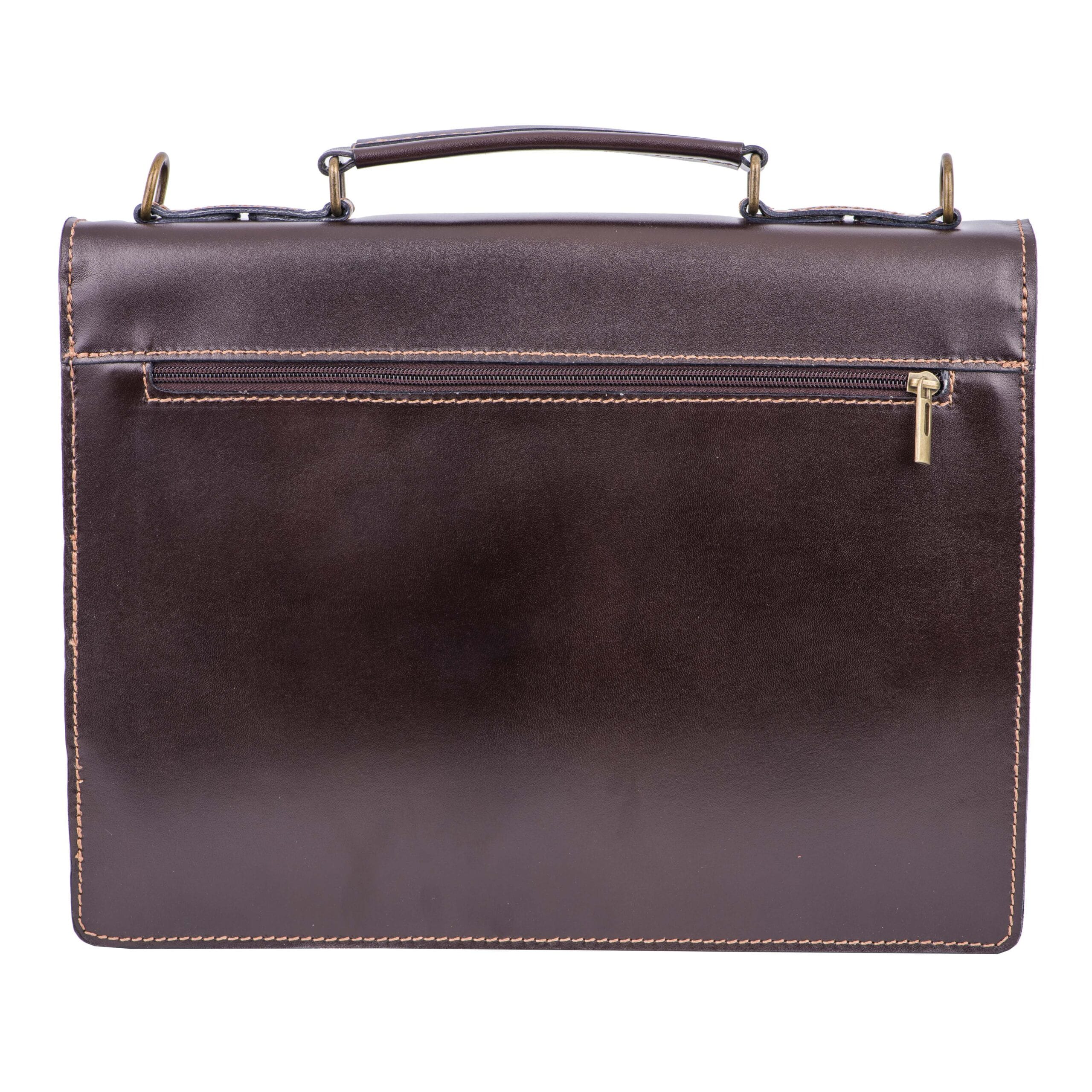 Servieta barbati din piele naturala maro Executive Hipster - imagine 3