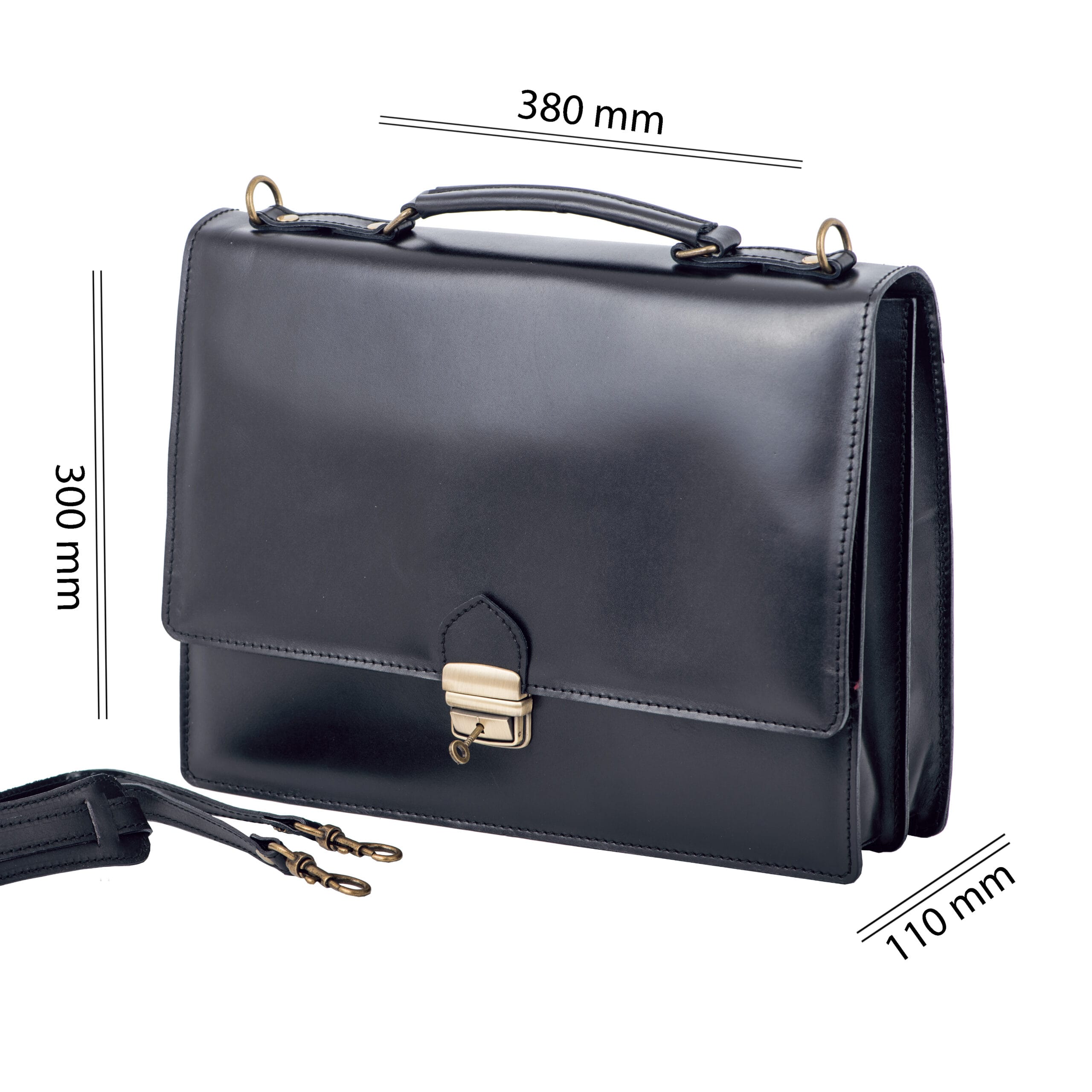 Servieta barbati din piele naturala neagra Executive Hipster - imagine 2