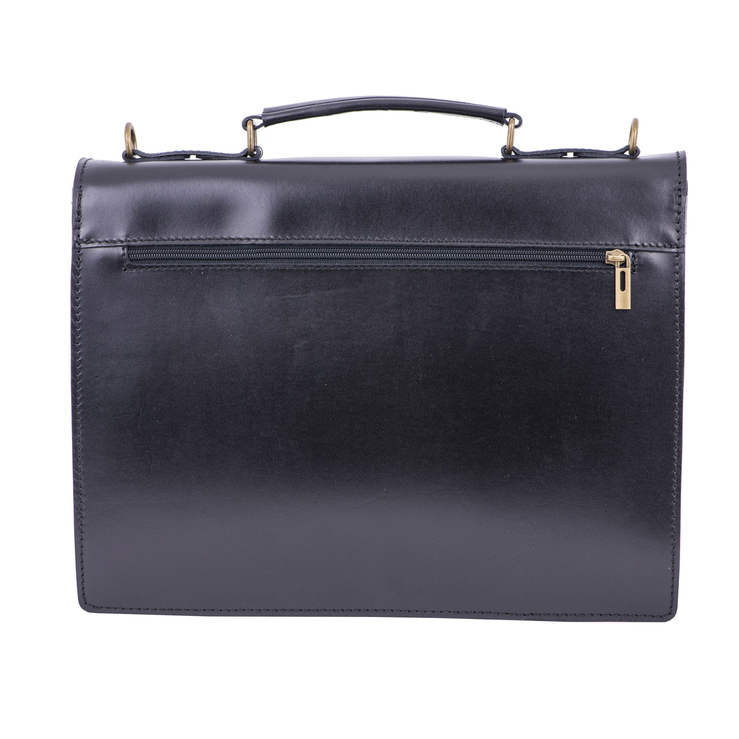 Servieta barbati din piele naturala neagra Executive Hipster - imagine 3