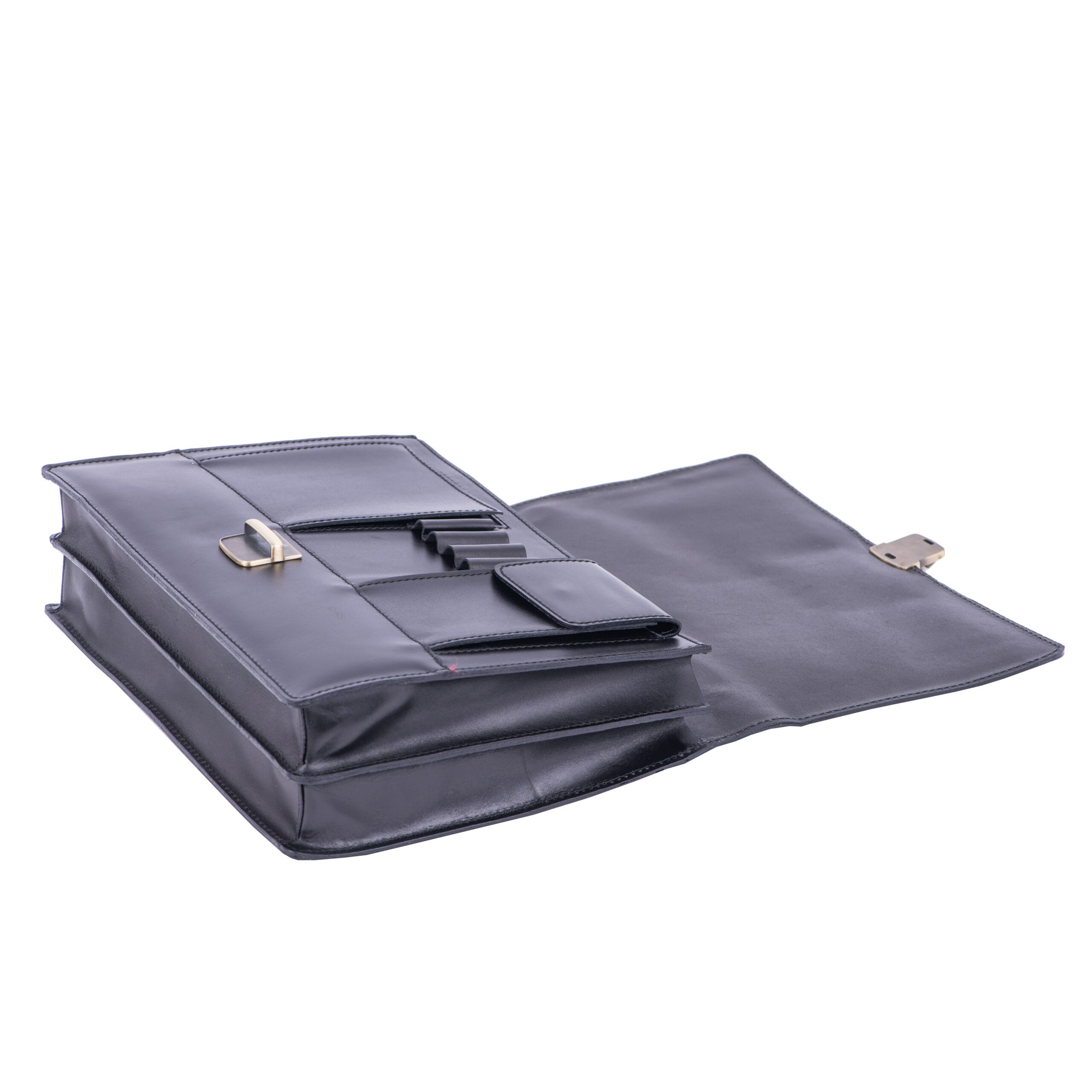 Servieta barbati din piele naturala neagra Executive Hipster - imagine 4