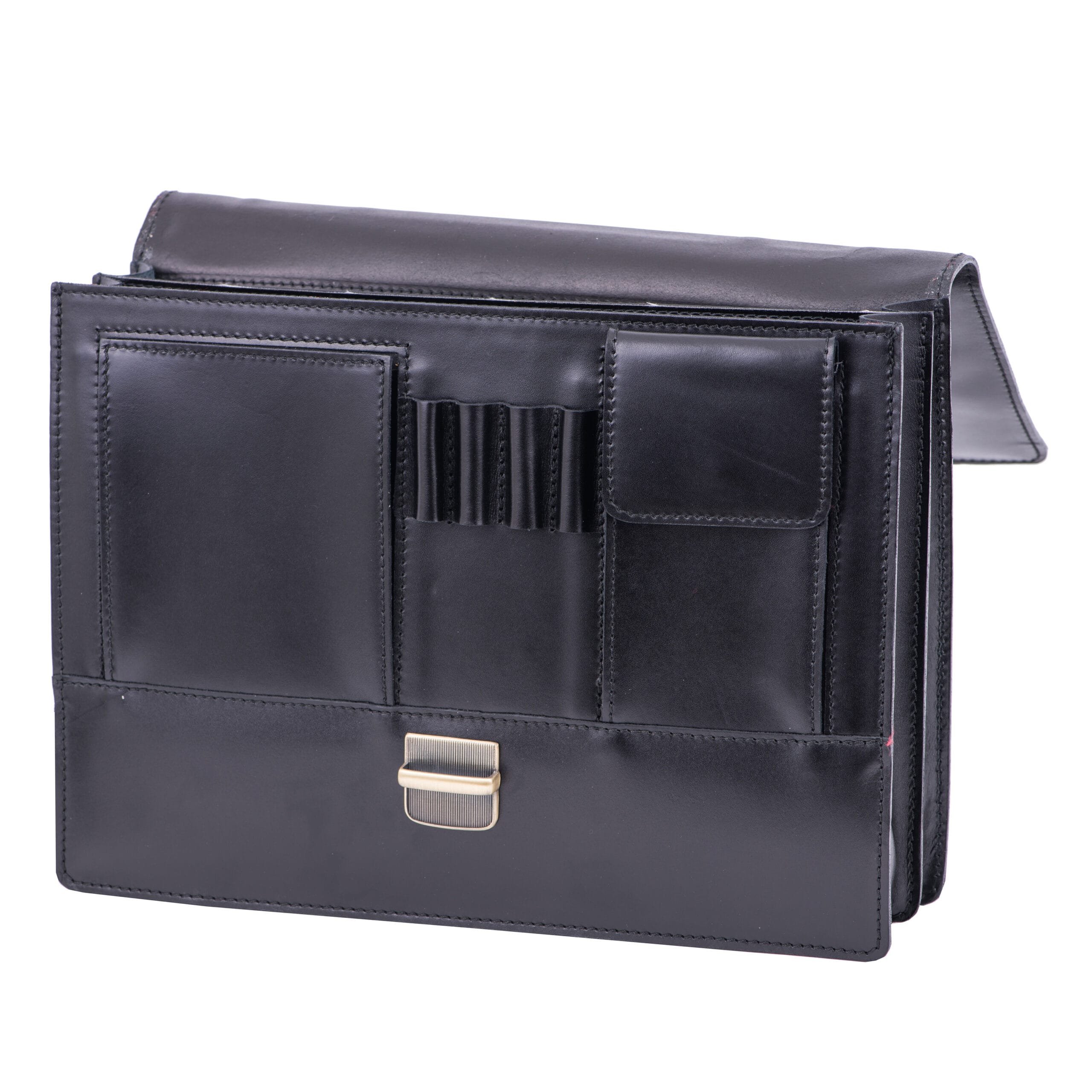 Servieta barbati din piele naturala neagra Executive Hipster - imagine 5