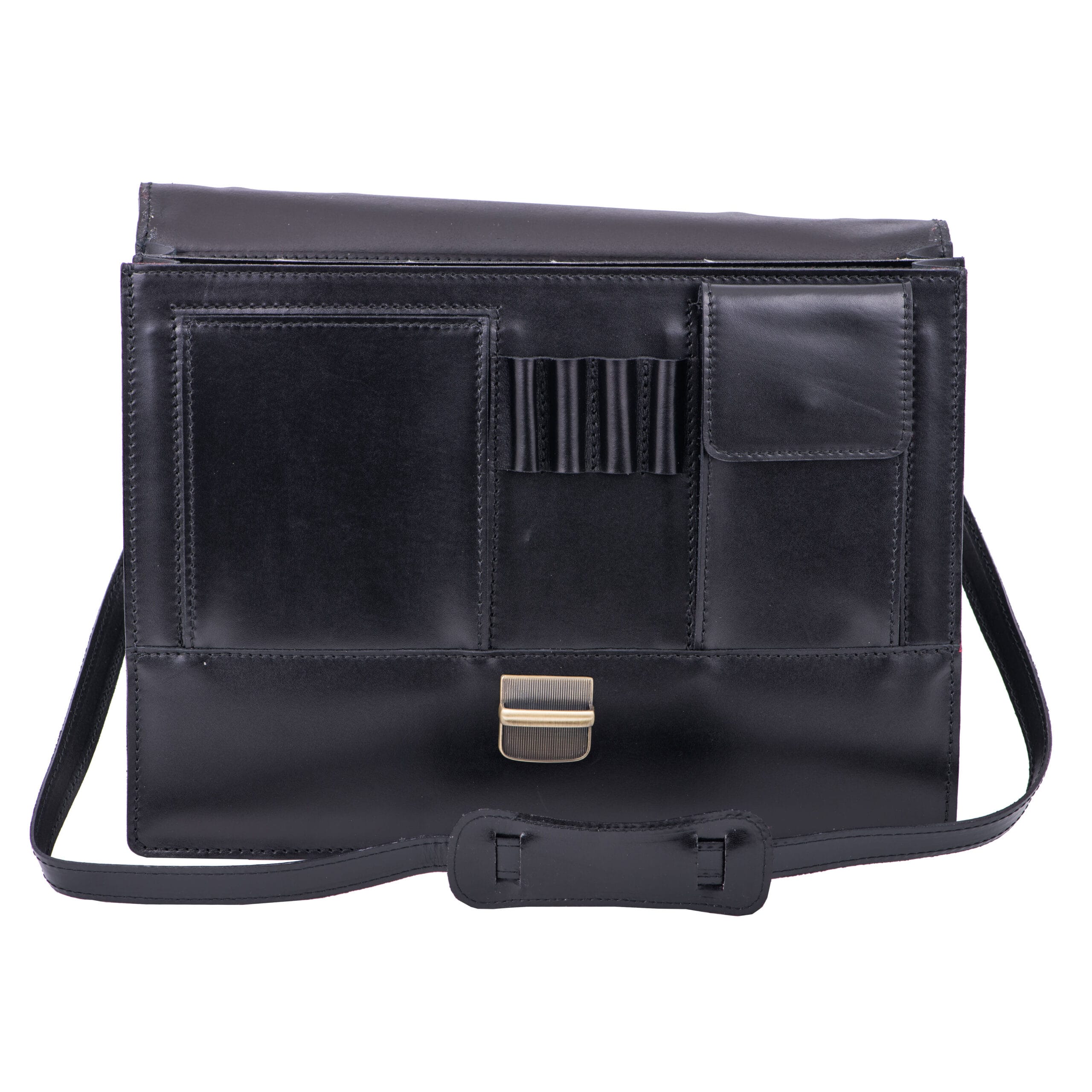 Servieta barbati din piele naturala neagra Executive Hipster - imagine 6