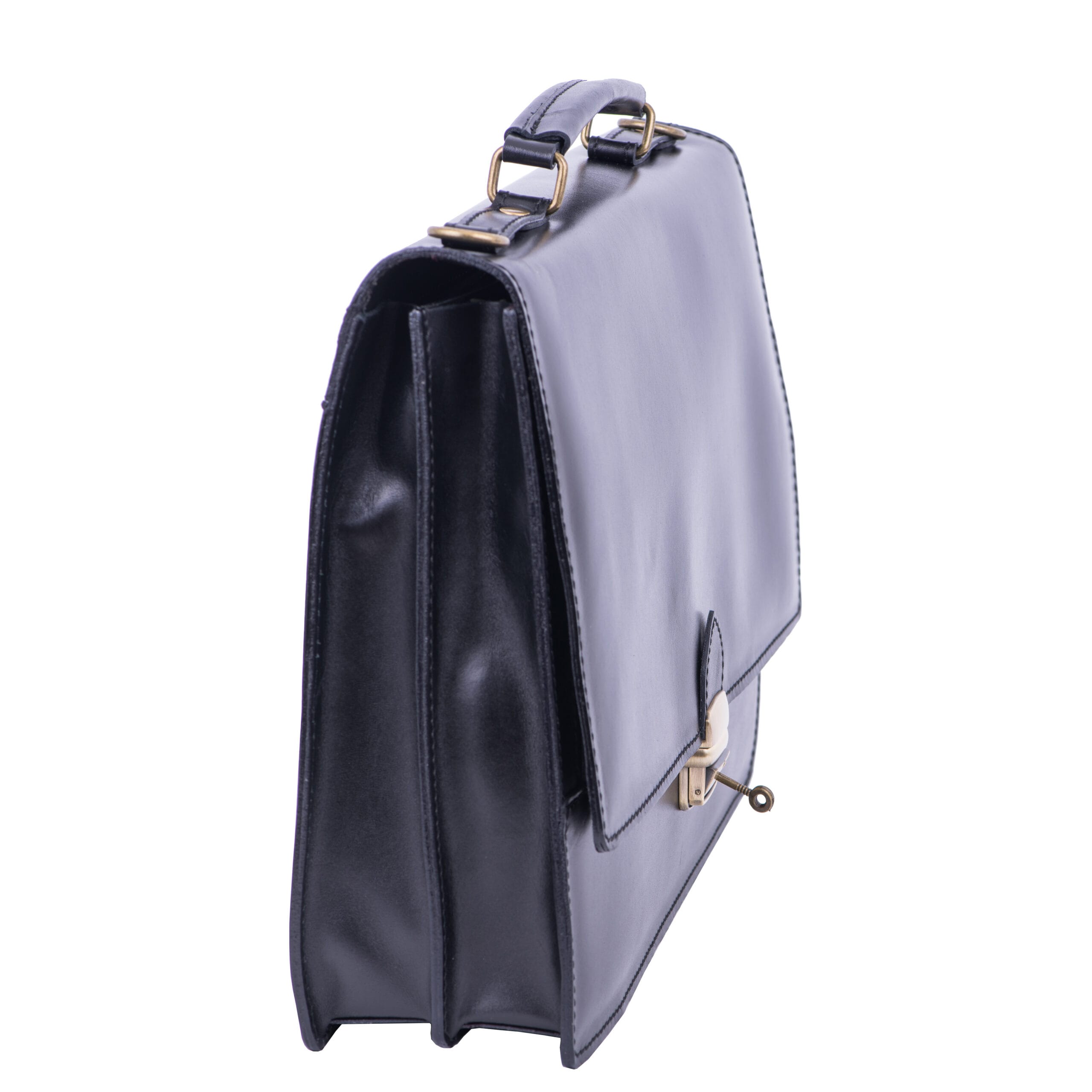 Servieta barbati din piele naturala neagra Executive Hipster - imagine 9