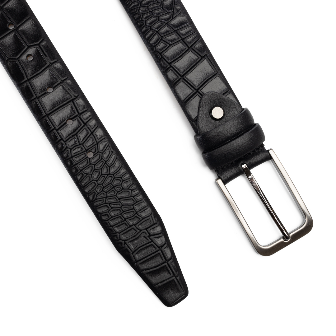 Curea barbati din piele naturala neagra Softone - imagine 3