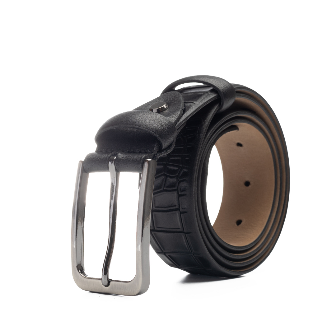 Curea barbati din piele naturala neagra Softone - imagine 4