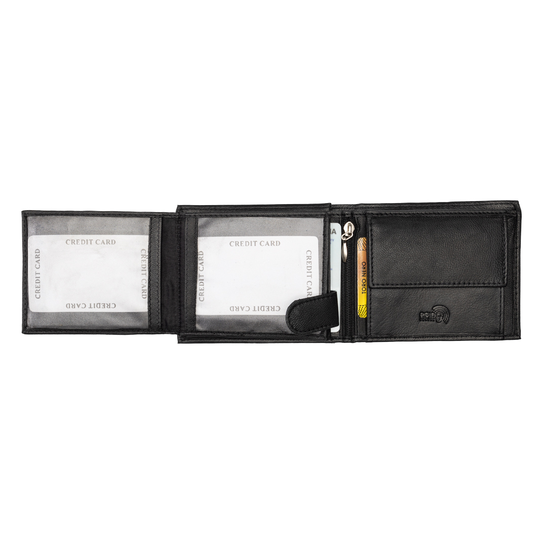 Portofel barbati din piele naturala negru Musseles Eyelet,protectie Rfid - imagine 6