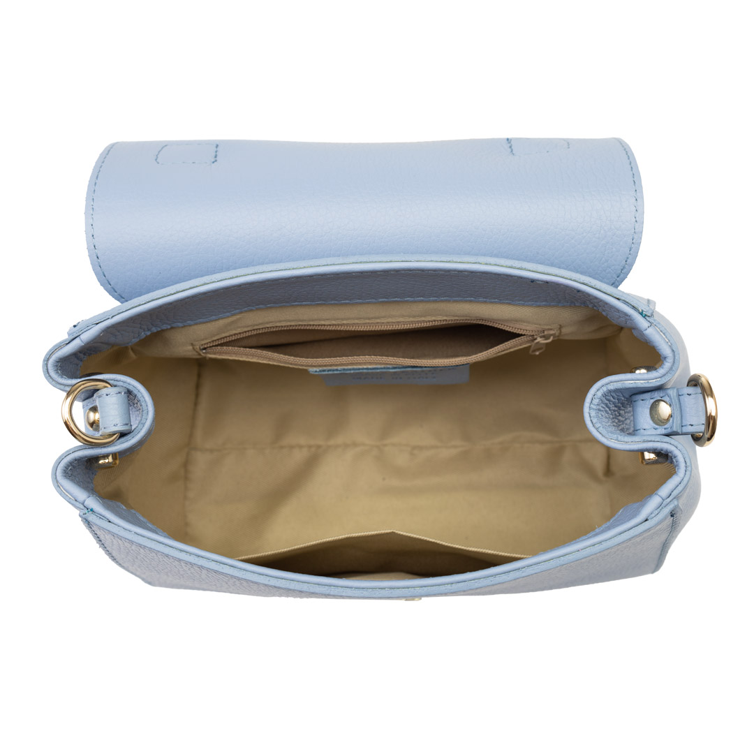 Geanta dama din piele naturala albastru deschis Ranya - imagine 4