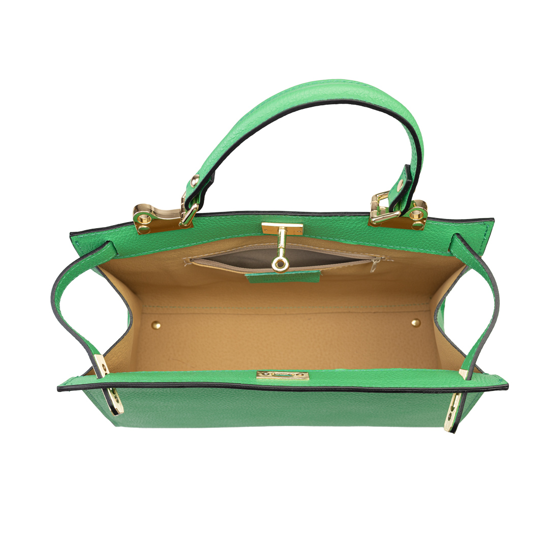 Geanta dama din piele naturala verde Chantes - imagine 3