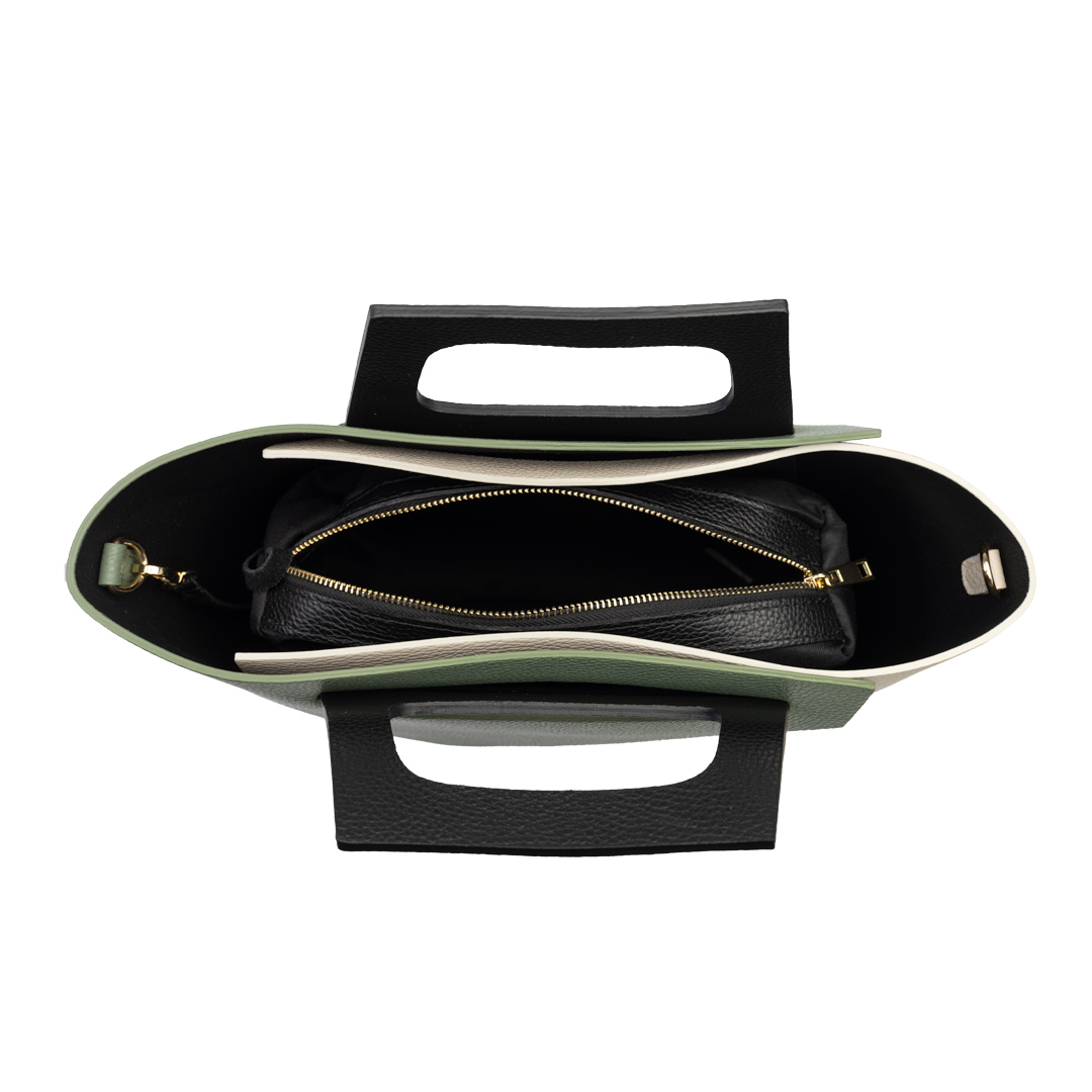 Geanta dama din piele naturala verde salvie Sophia - imagine 4