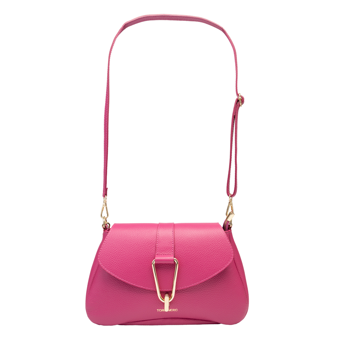Geanta dama din piele naturala fucsia Oana - imagine 2