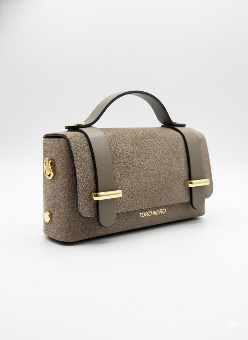 Geantă damă din piele naturala taupe-piele intoarsa Natalia - imagine 3