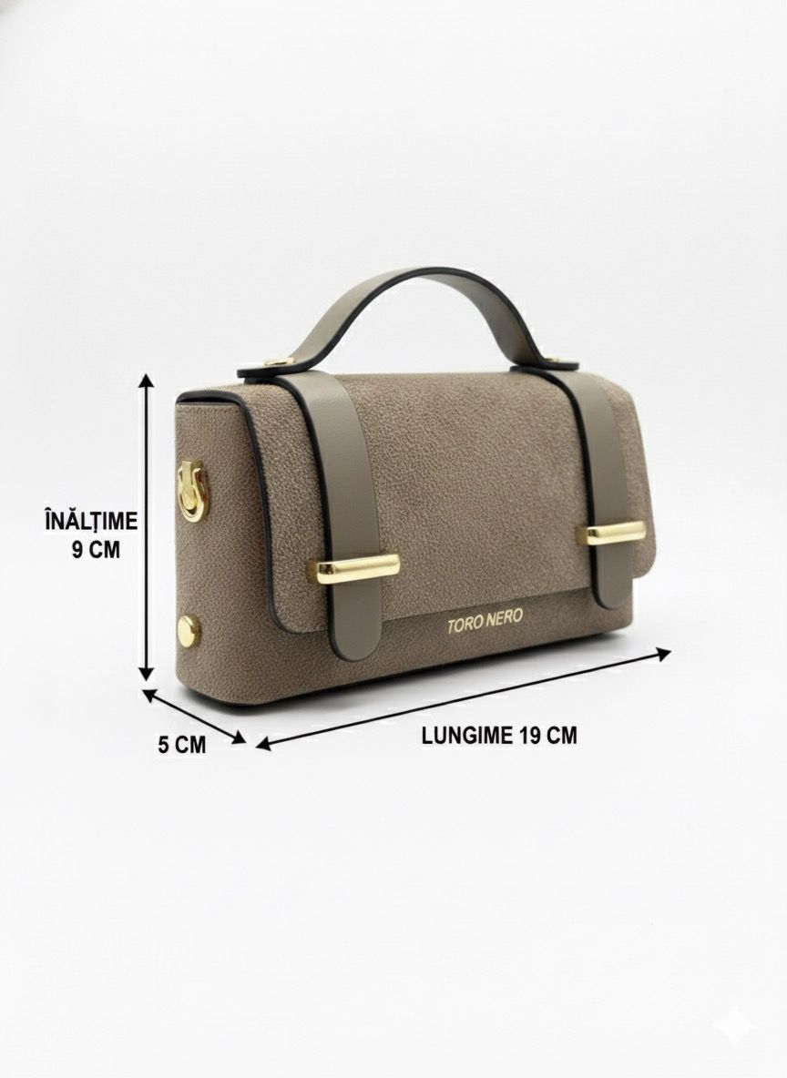 Geantă damă din piele naturala taupe-piele intoarsa Natalia - imagine 4